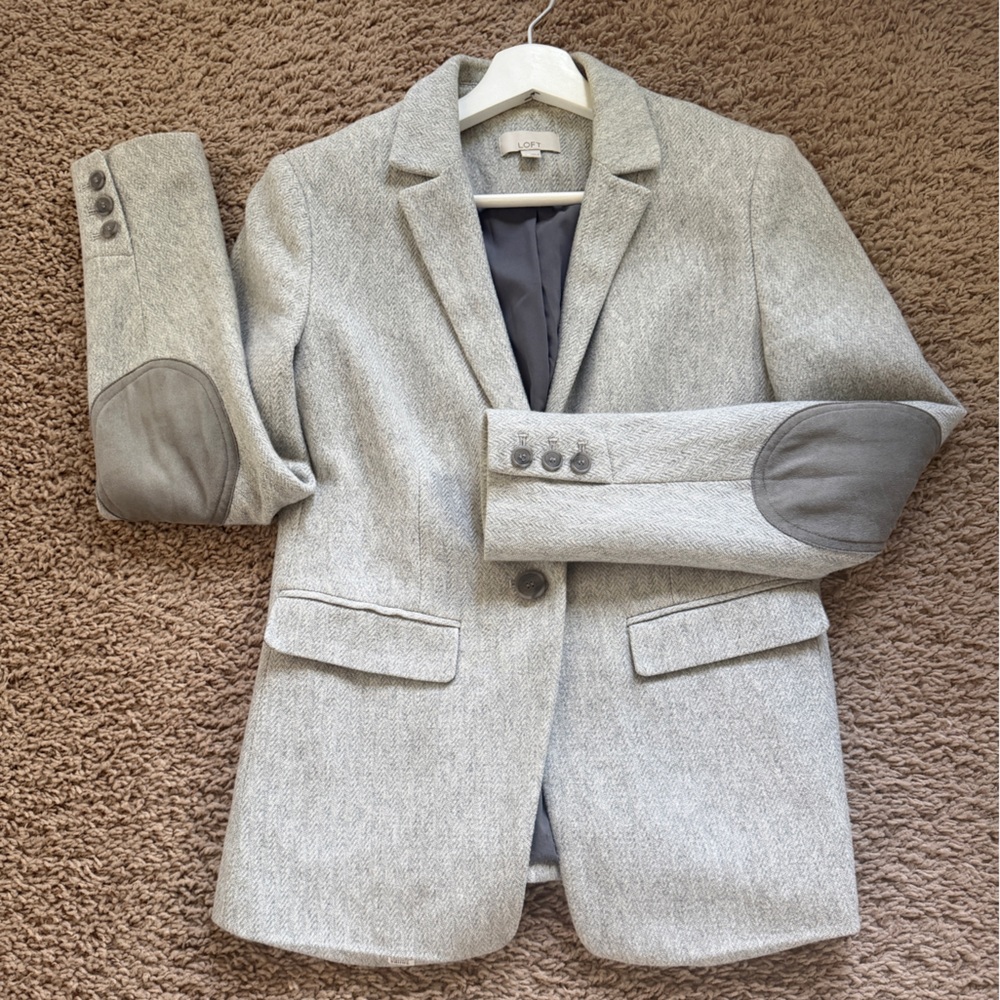 Women’s LOFT Knit Sweater-coat Blazer Jacket with elbow pads 2
